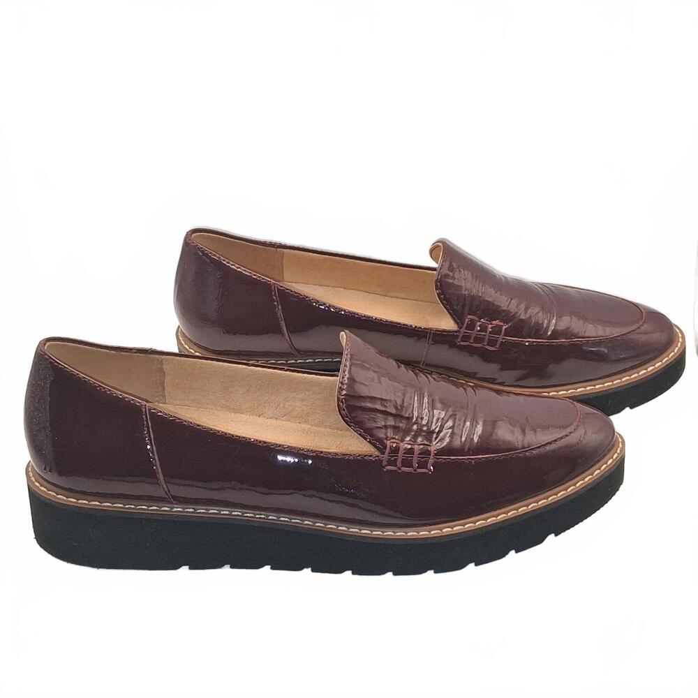 Naturalizer Men's Burgundy Patent Leather Slip-on Loafer Platform Heel Size 9